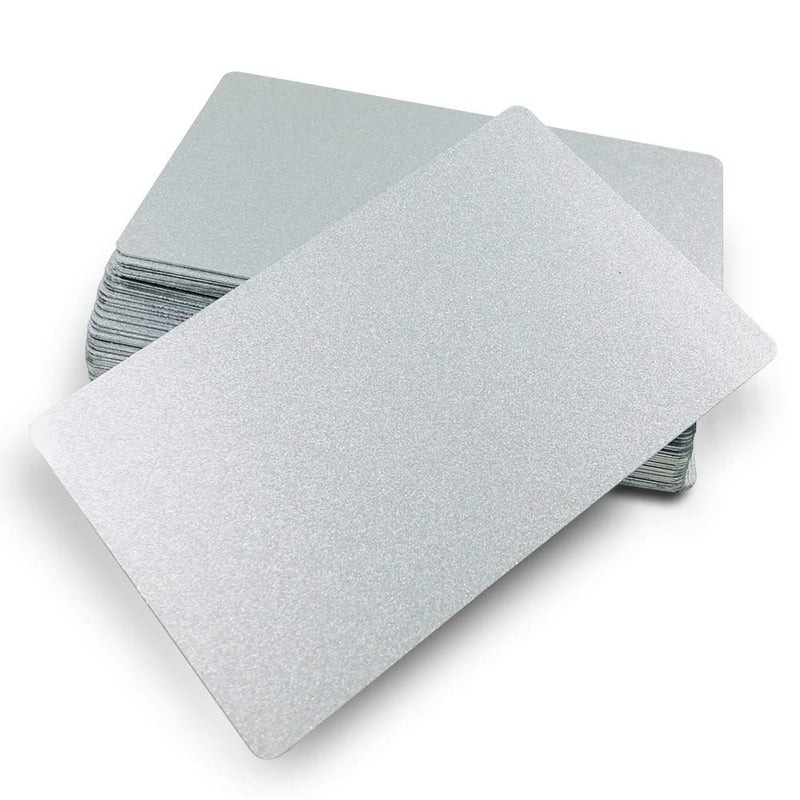 ebamaz 50pcs Thick 0.45mm Sublimation Metal Business Cards Aluminum Blanks 3.4x2.1X0.018 inch for Color Print Laser Engrave (Pearl Silver) - Image 1